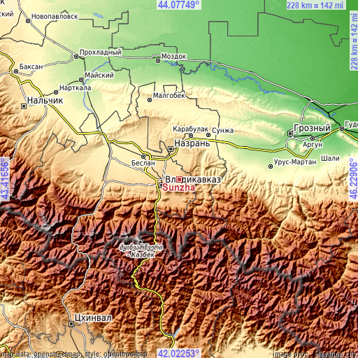 Topographic map of Sunzha