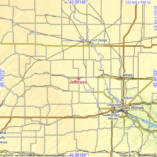 Topographic map of Jefferson