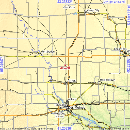 Topographic map of Jewell