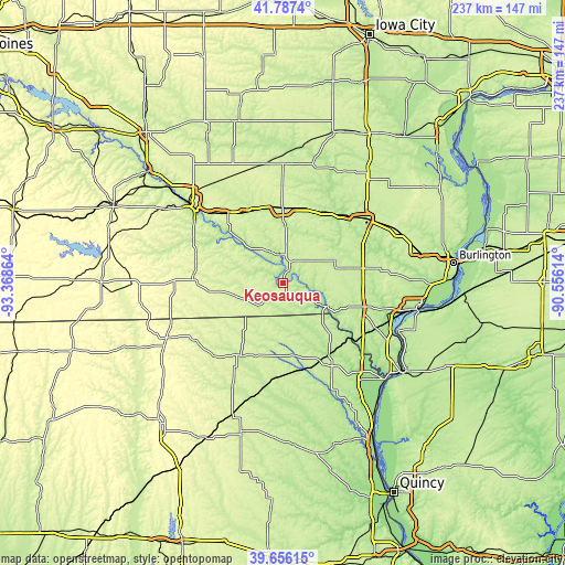 Topographic map of Keosauqua