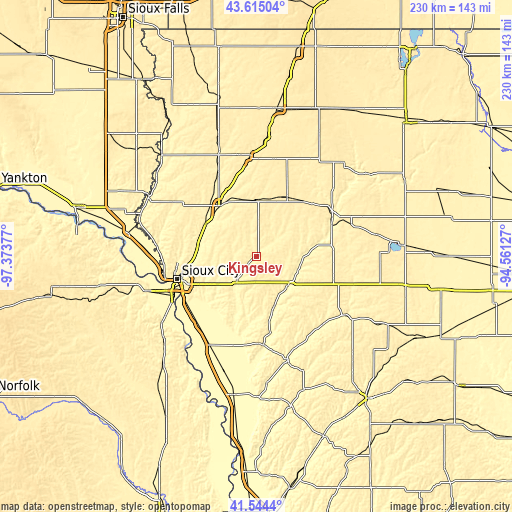 Topographic map of Kingsley