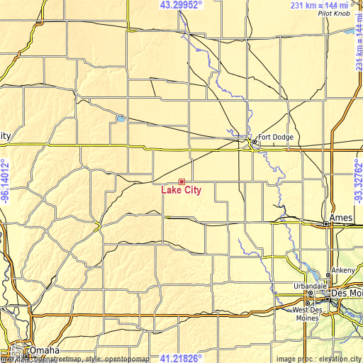 Topographic map of Lake City