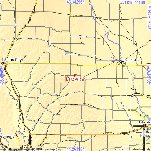 Topographic map of Lake View