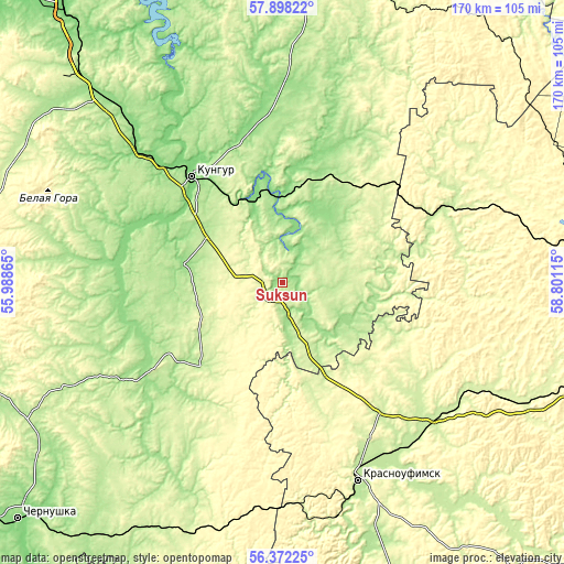 Topographic map of Suksun