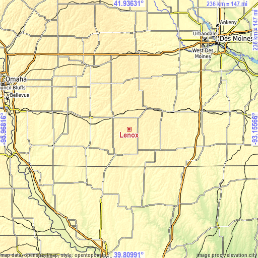 Topographic map of Lenox