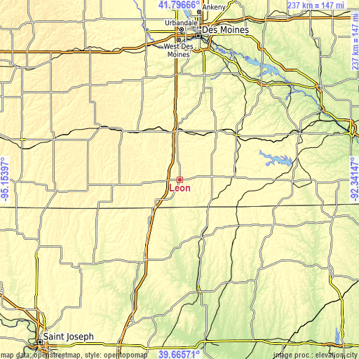 Topographic map of Leon