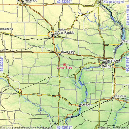 Topographic map of Lone Tree