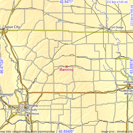 Topographic map of Manning