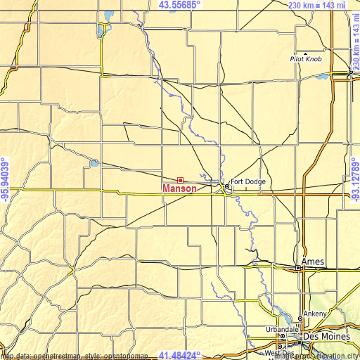 Topographic map of Manson