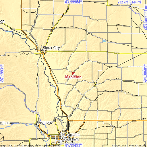 Topographic map of Mapleton