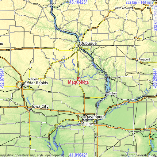 Topographic map of Maquoketa