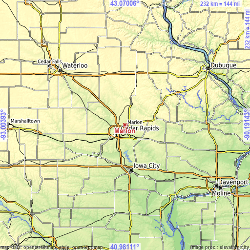 Topographic map of Marion