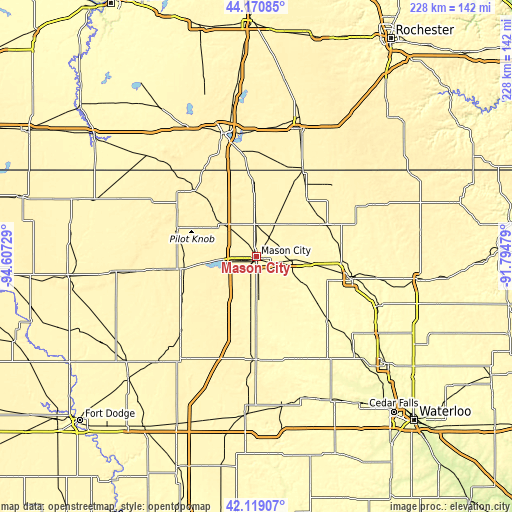 Topographic map of Mason City