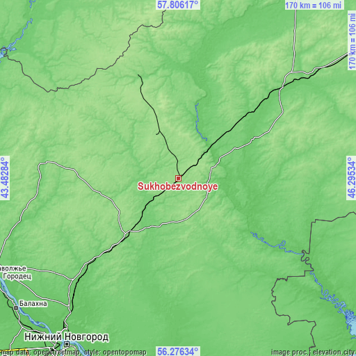 Topographic map of Sukhobezvodnoye