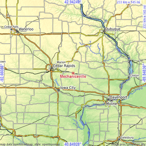 Topographic map of Mechanicsville