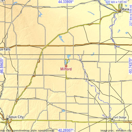 Topographic map of Milford