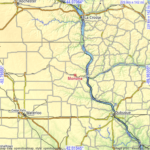 Topographic map of Monona