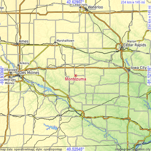 Topographic map of Montezuma