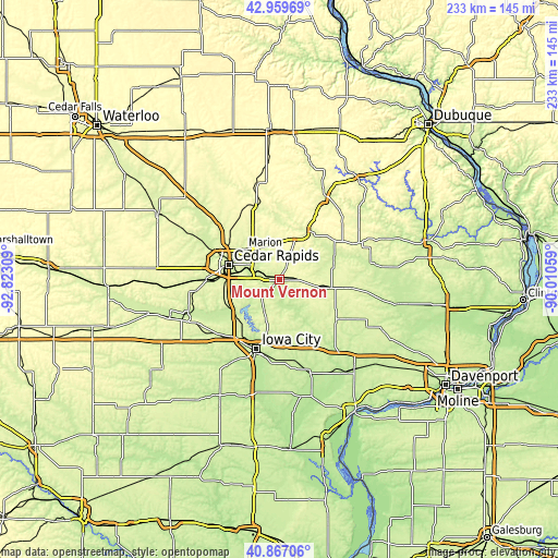 Topographic map of Mount Vernon