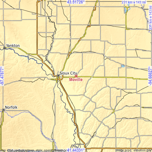 Topographic map of Moville