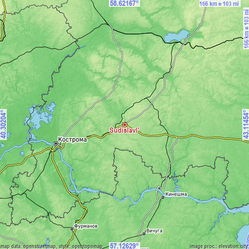 Topographic map of Sudislavl’