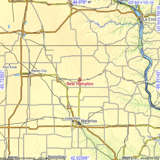 Topographic map of New Hampton