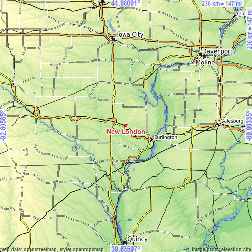 Topographic map of New London