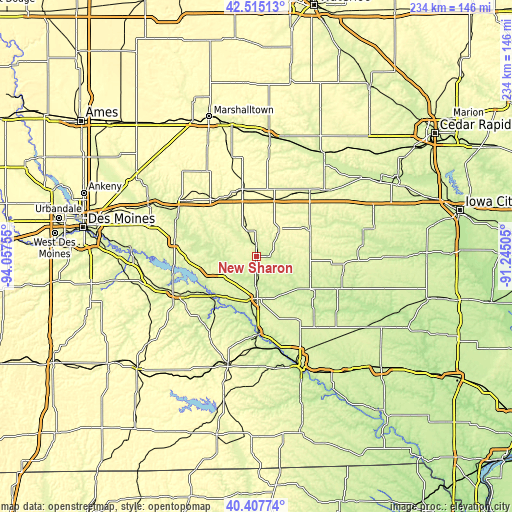 Topographic map of New Sharon