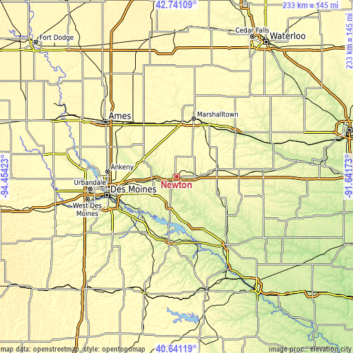 Topographic map of Newton