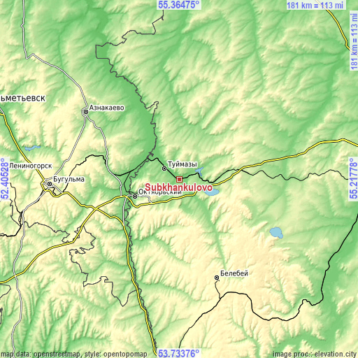 Topographic map of Subkhankulovo