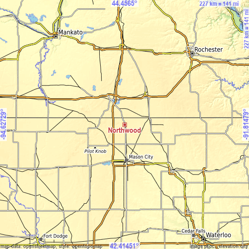 Topographic map of Northwood