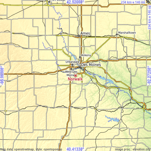 Topographic map of Norwalk