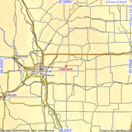 Topographic map of Oakland