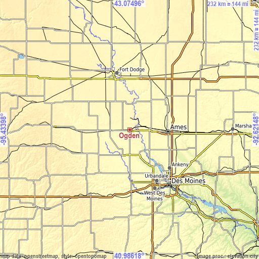 Topographic map of Ogden