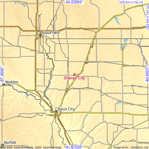 Topographic map of Orange City