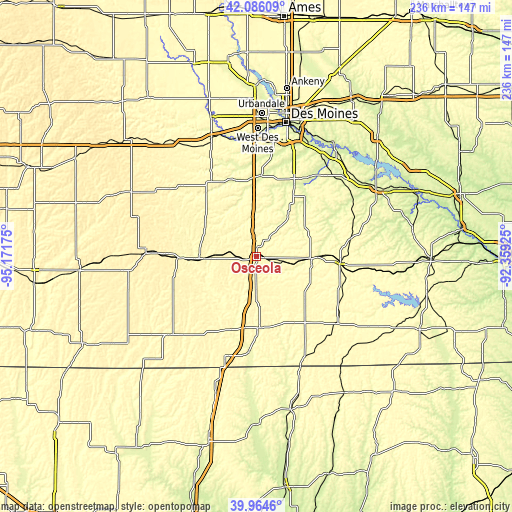 Topographic map of Osceola