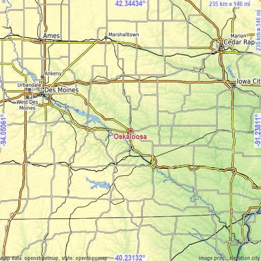 Topographic map of Oskaloosa