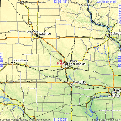 Topographic map of Palo