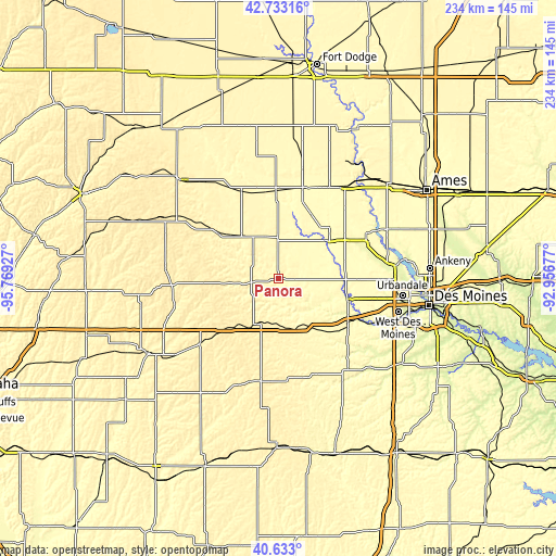 Topographic map of Panora