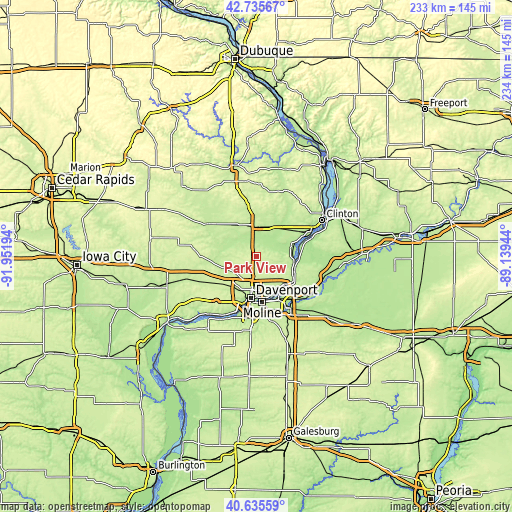 Topographic map of Park View