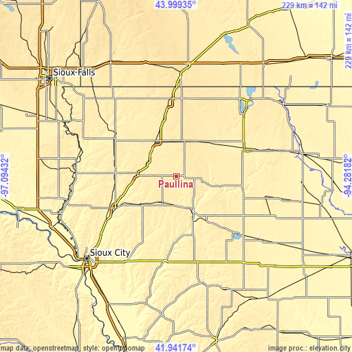 Topographic map of Paullina