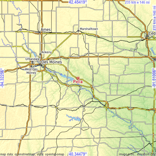 Topographic map of Pella