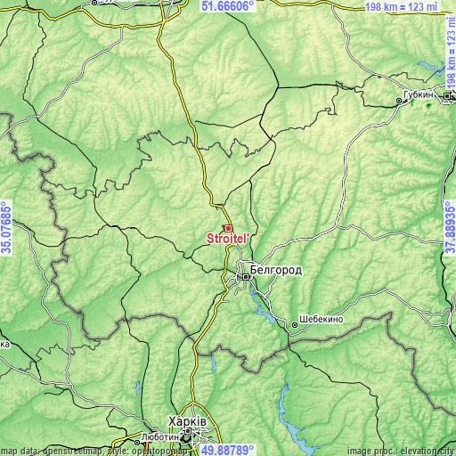 Topographic map of Stroitel’