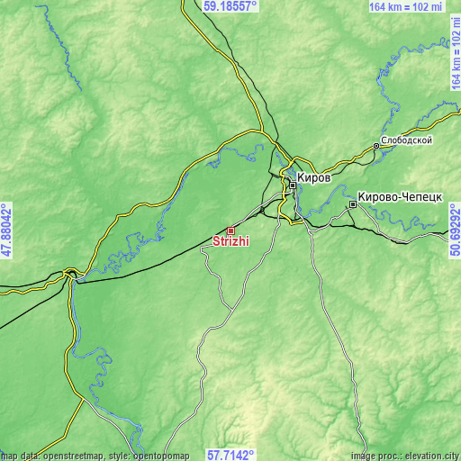 Topographic map of Strizhi