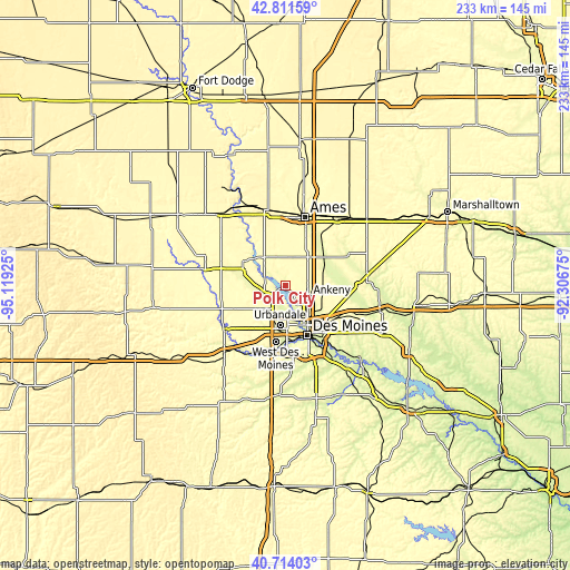 Topographic map of Polk City