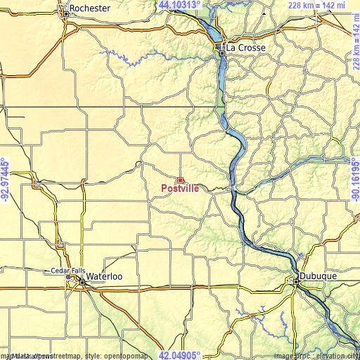 Topographic map of Postville