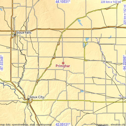 Topographic map of Primghar