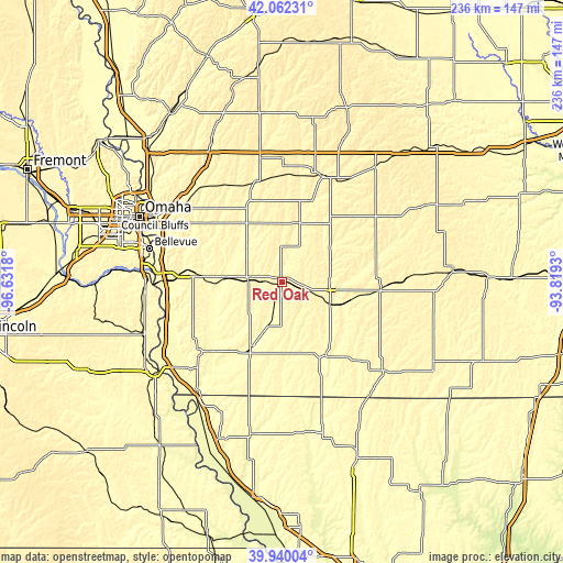 Topographic map of Red Oak