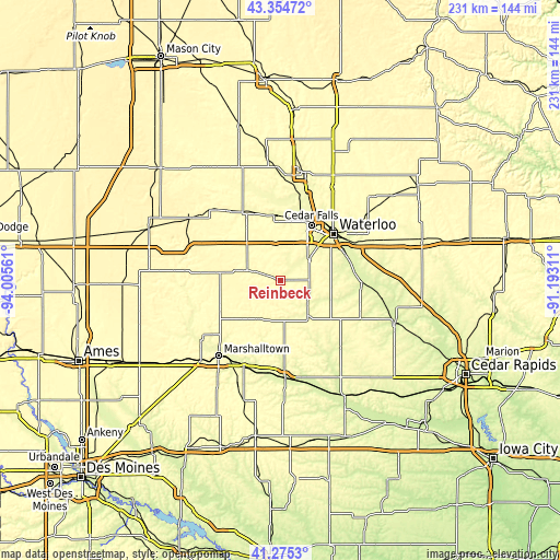 Topographic map of Reinbeck