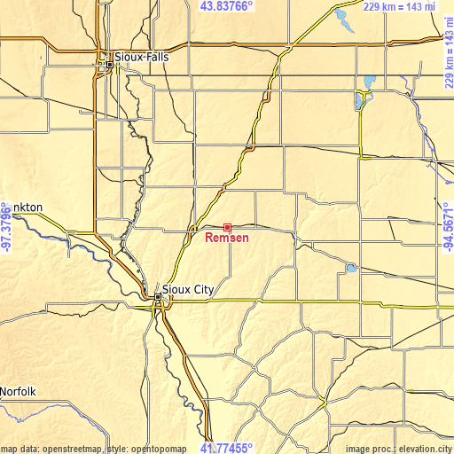 Topographic map of Remsen